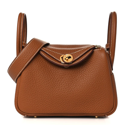 Hermes Taurillon Clemence Mini Lindy 20 Gold 1 of 10