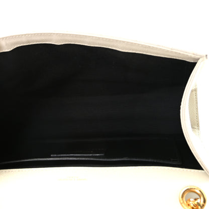 Saint Laurent Grain De Poudre Textured Mixed Matelasse Medium Triquilt Monogram Satchel Blanc Vintage 9 of 13