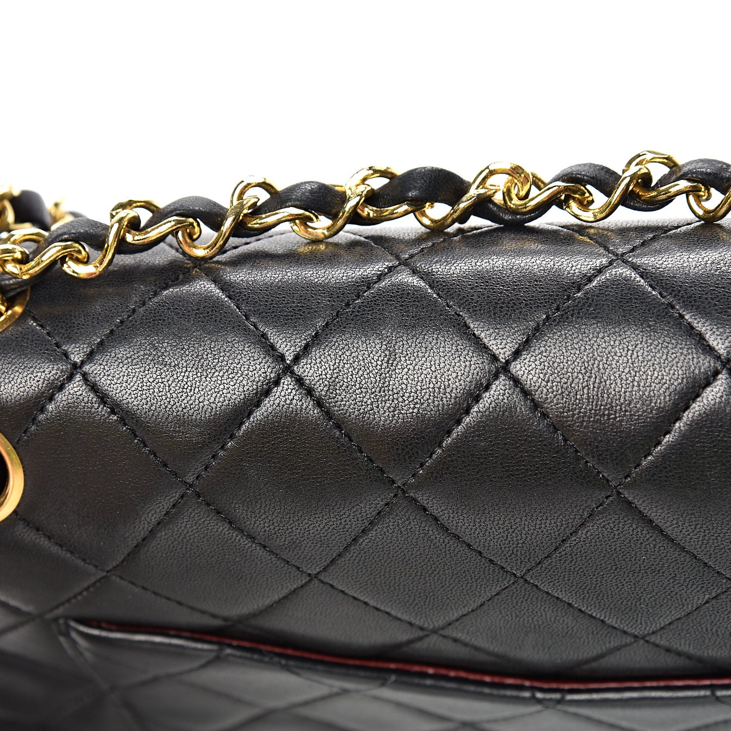 Lambskin Quilted Medium Double Flap Black