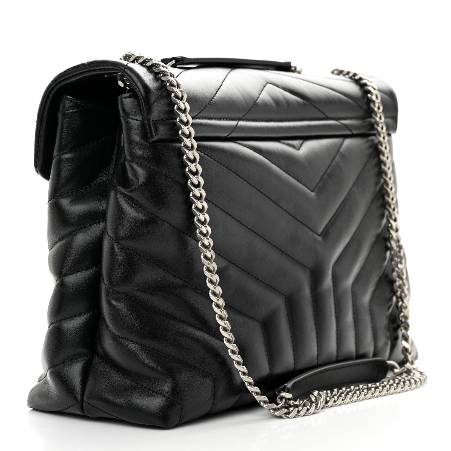 Saint Laurent Calfskin Y Quilted Monogram Medium Loulou Chain Satchel Black 3 of 10