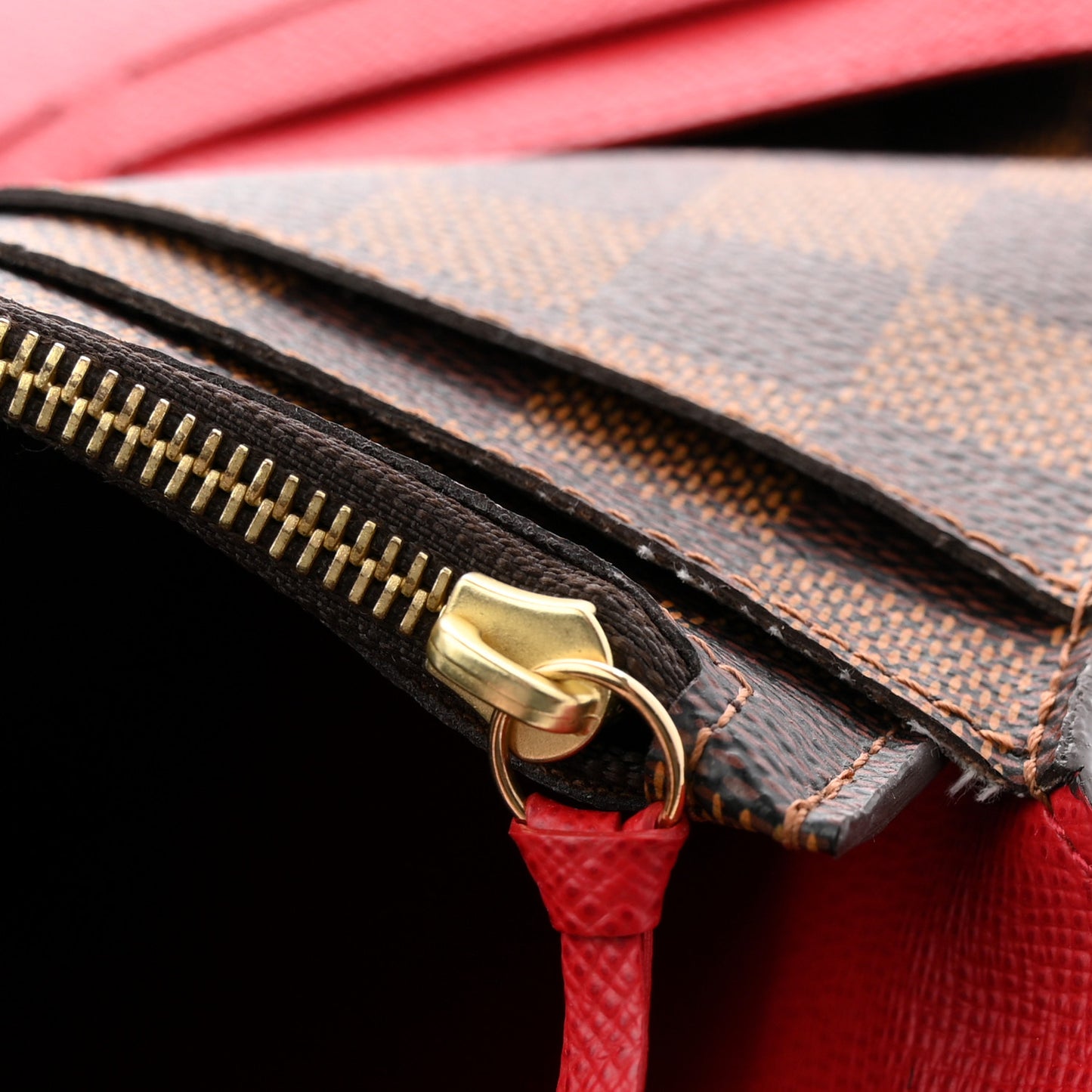 Damier Ebene Josephine Wallet Red