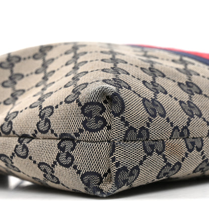 Gucci GG Supreme Monogram Web Flat Messenger Bag Navy 9 of 10