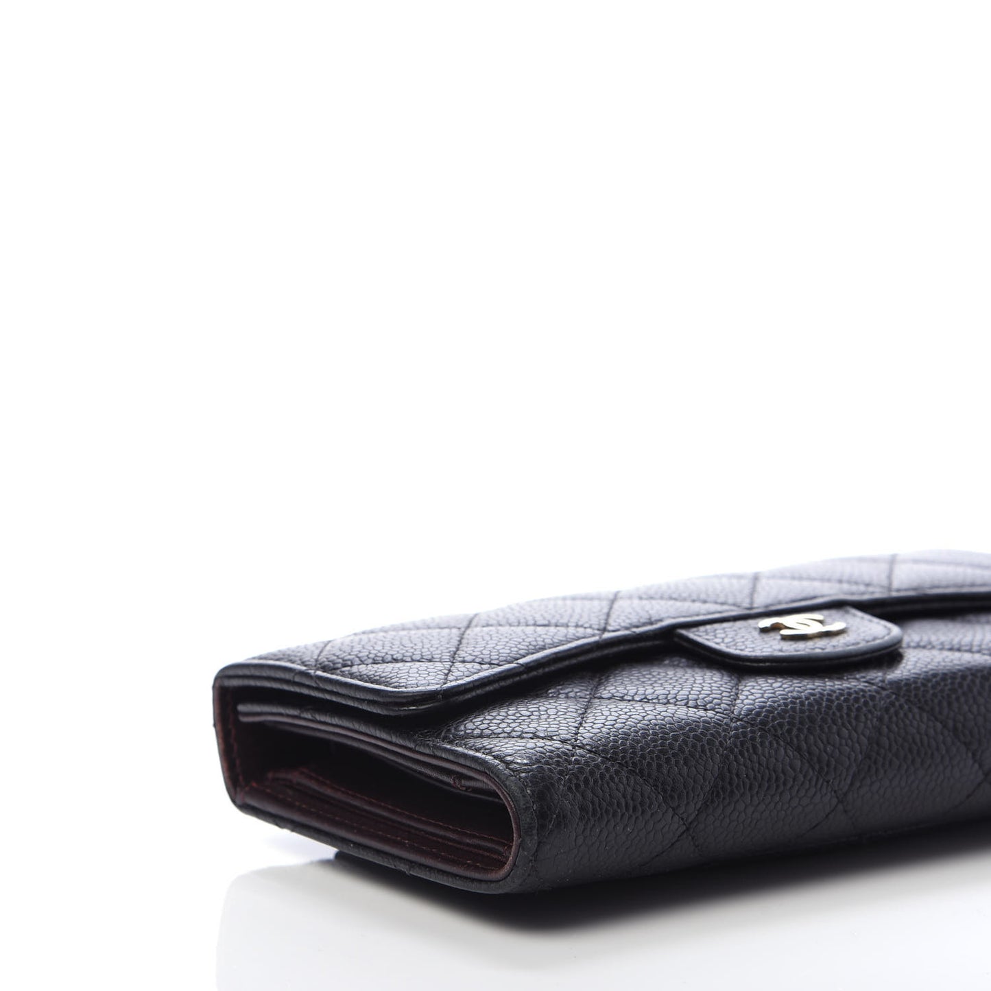 Caviar Quilted Large Flap Wallet Black