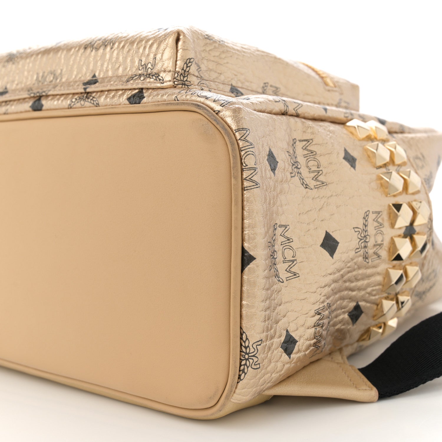 MCM Metallic Visetos Small Side Stud Stark Backpack Gold 10 of 13