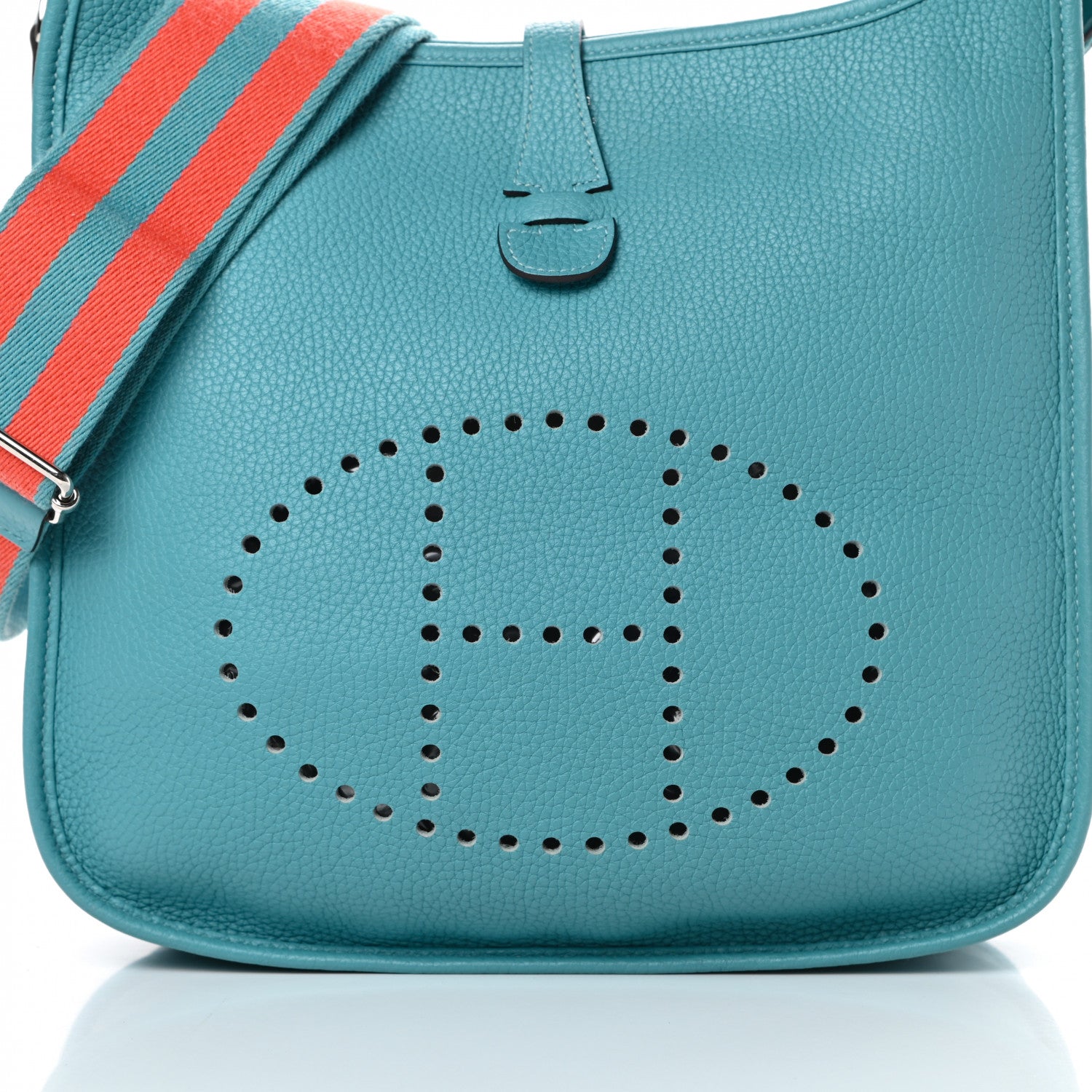 Hermes Taurillon Clemence Amazone Evelyne III PM Bleu Saint Cyr Orange Poppy 8 of 11