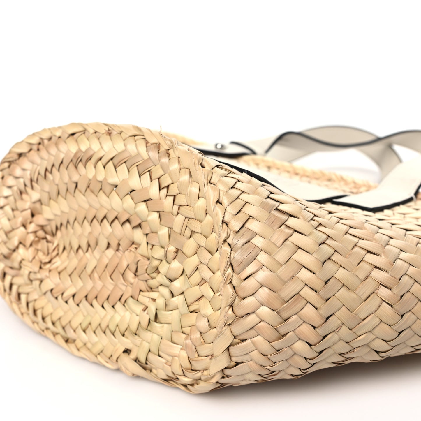 Raffia Small Basket Tote Bag Natural White