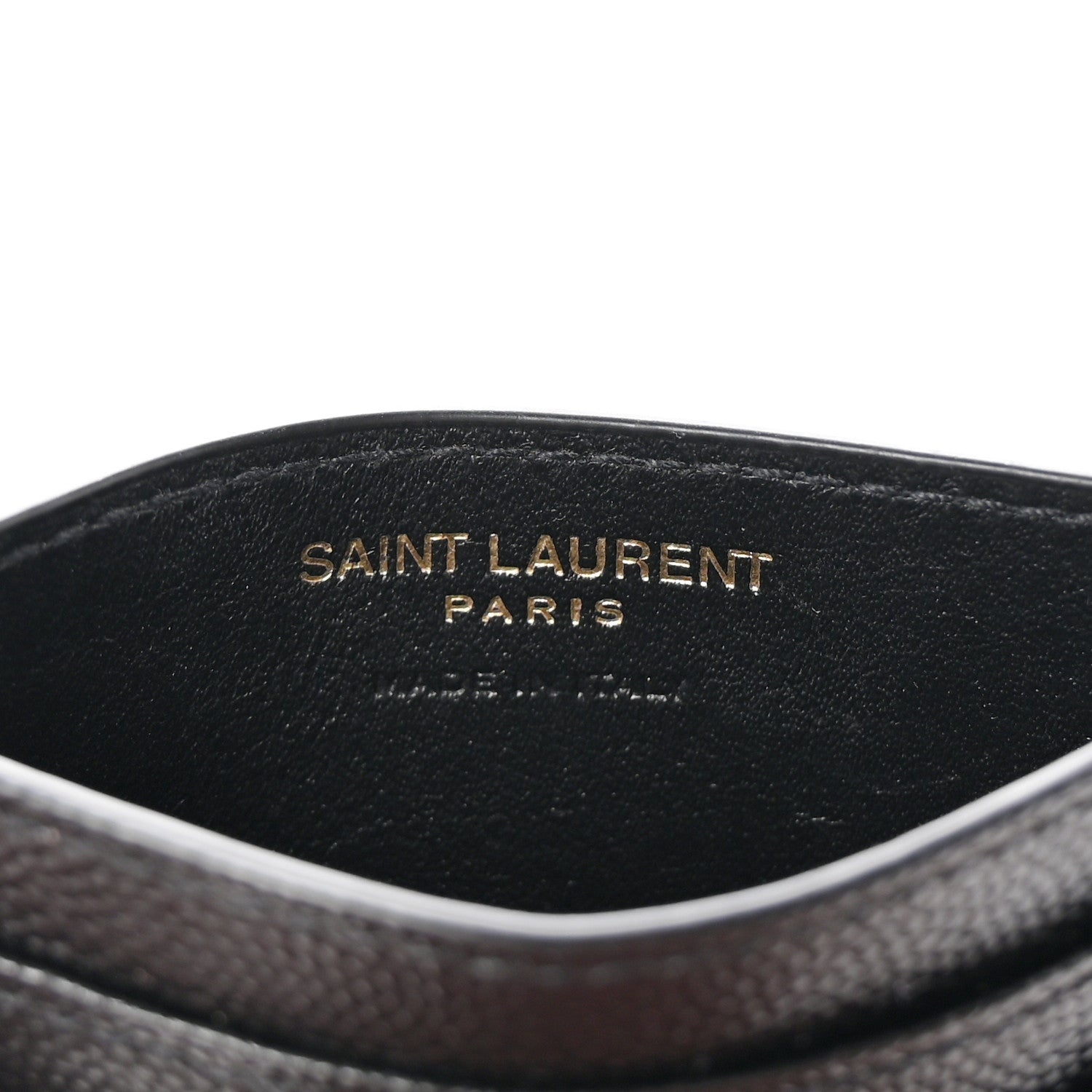 Saint Laurent Grain De Poudre Matelasse Chevron Monogram Credit Card Case Black 6 of 7