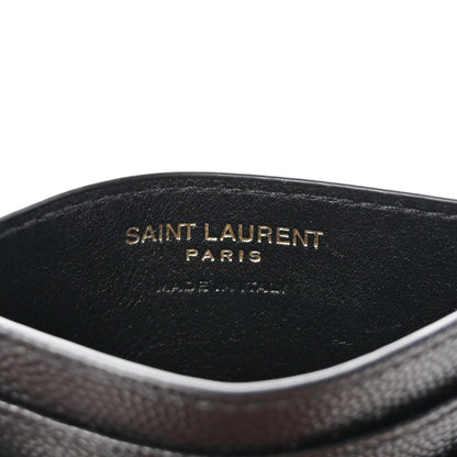 Saint Laurent Grain De Poudre Matelasse Chevron Monogram Credit Card Case Black 6 of 7