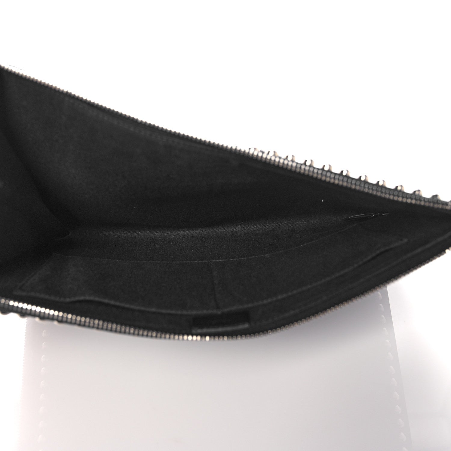 Fendi Vitello Elite Mink Fur Studded Karlito Zip Around Pouch Black 5 of 14