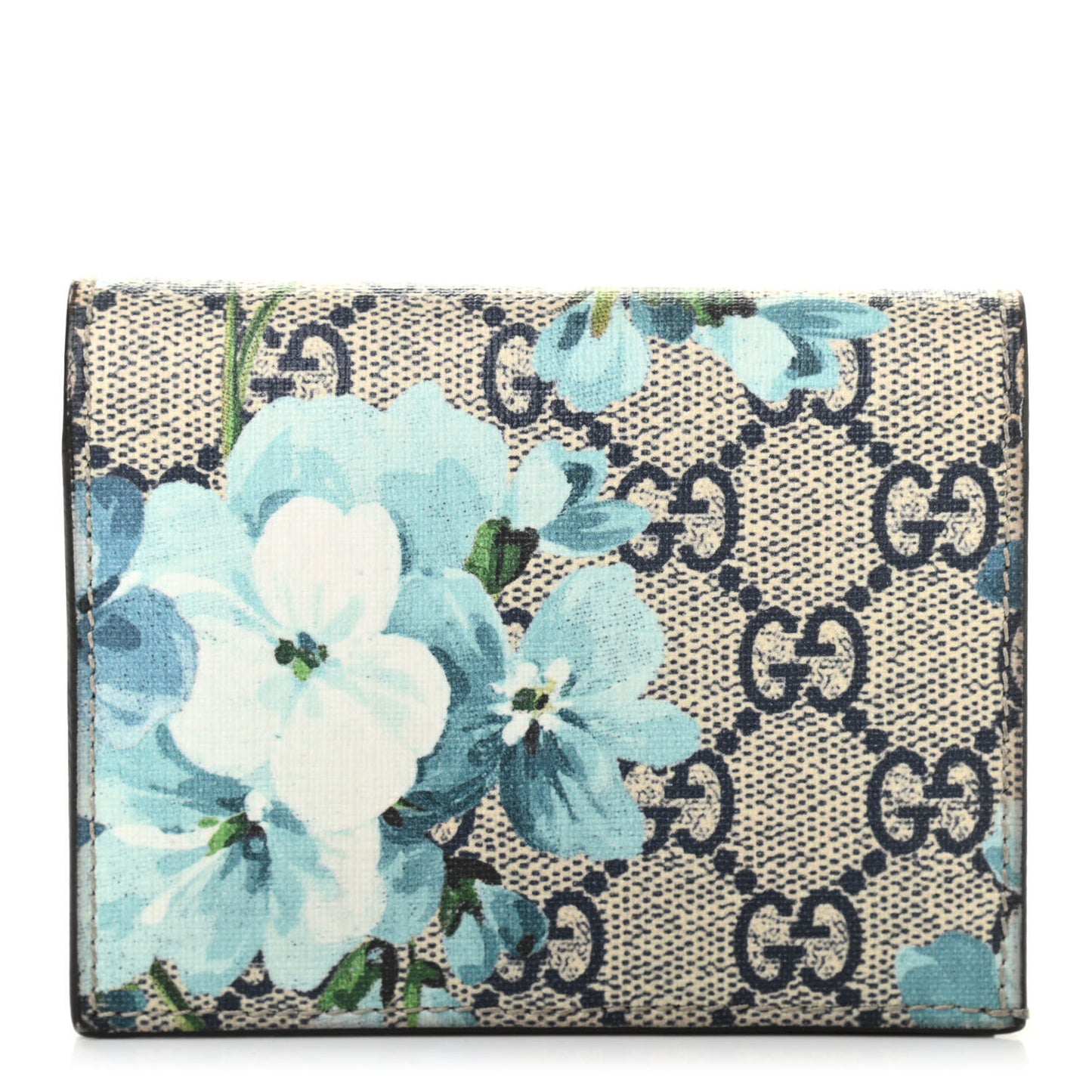 GG Supreme Monogram Blooms Card Case Beige Blue Navy Hibiscus Red
