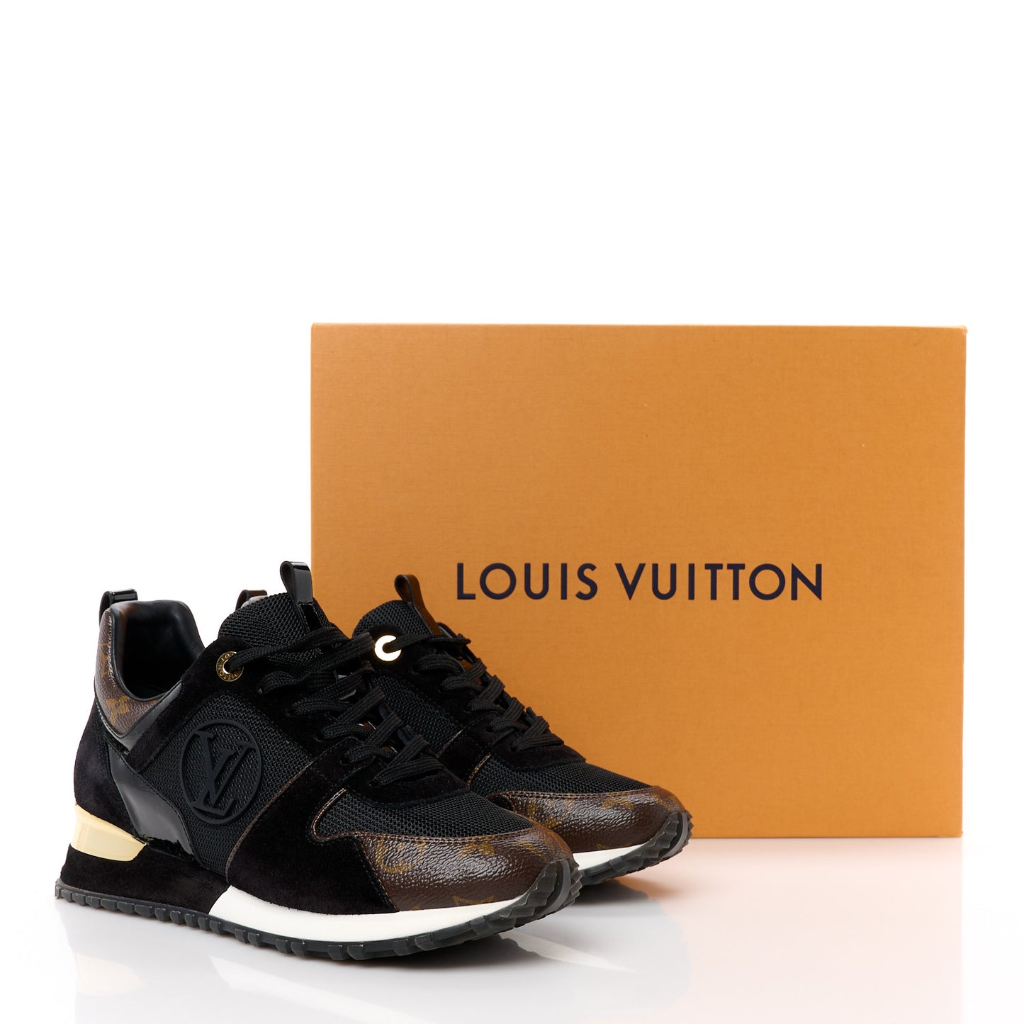 Suede Monogram Run Away Sneakers 38 Black