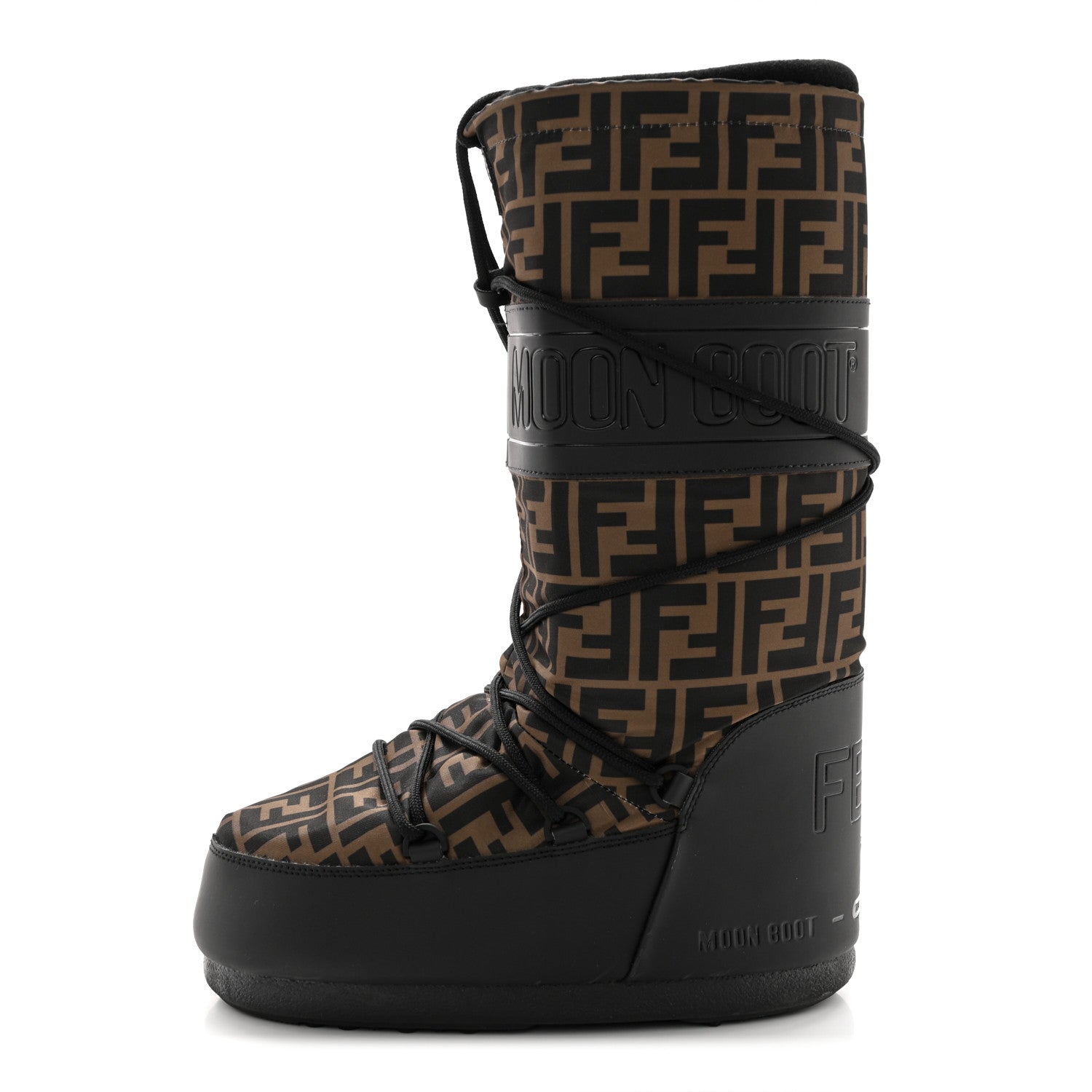 Fendi Nylon Rubber FF Moon Boots 39 Tobacco Black 1 of 13