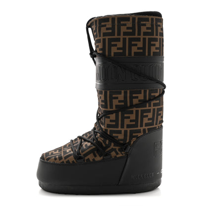 Fendi Nylon Rubber FF Moon Boots 39 Tobacco Black 1 of 13