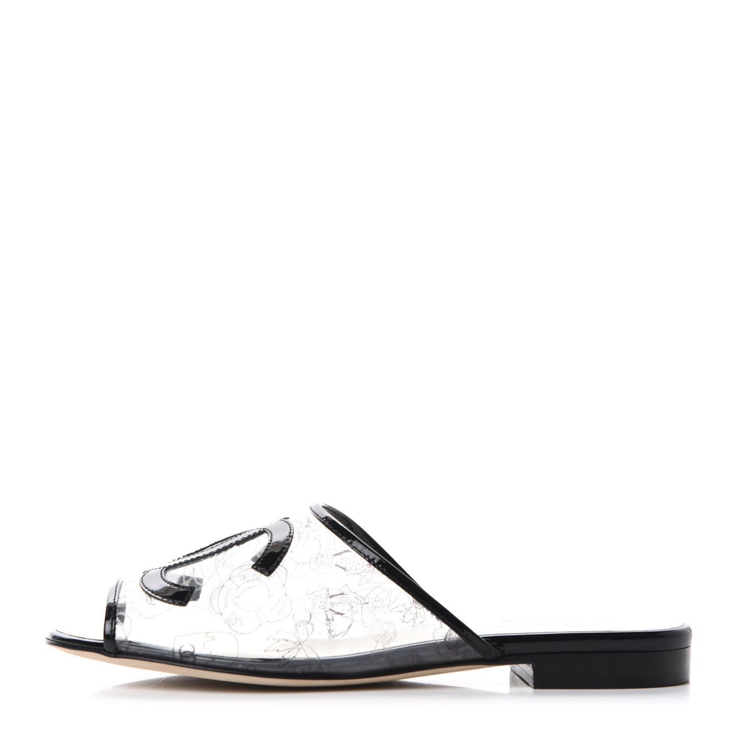 Patent Calfskin PVC Mule 36 Transparent Black