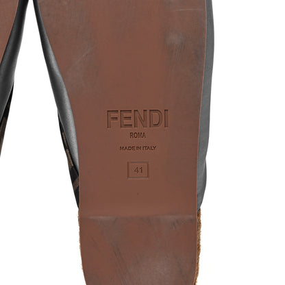 Fendi Satin FF Twist Espadrille Slide Sandals 41 Antigua Tobacco Black 6 of 7