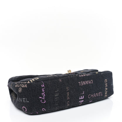 Chanel Denim Quilted Denim Mood Large Flap Black Multicolor 4 of 11