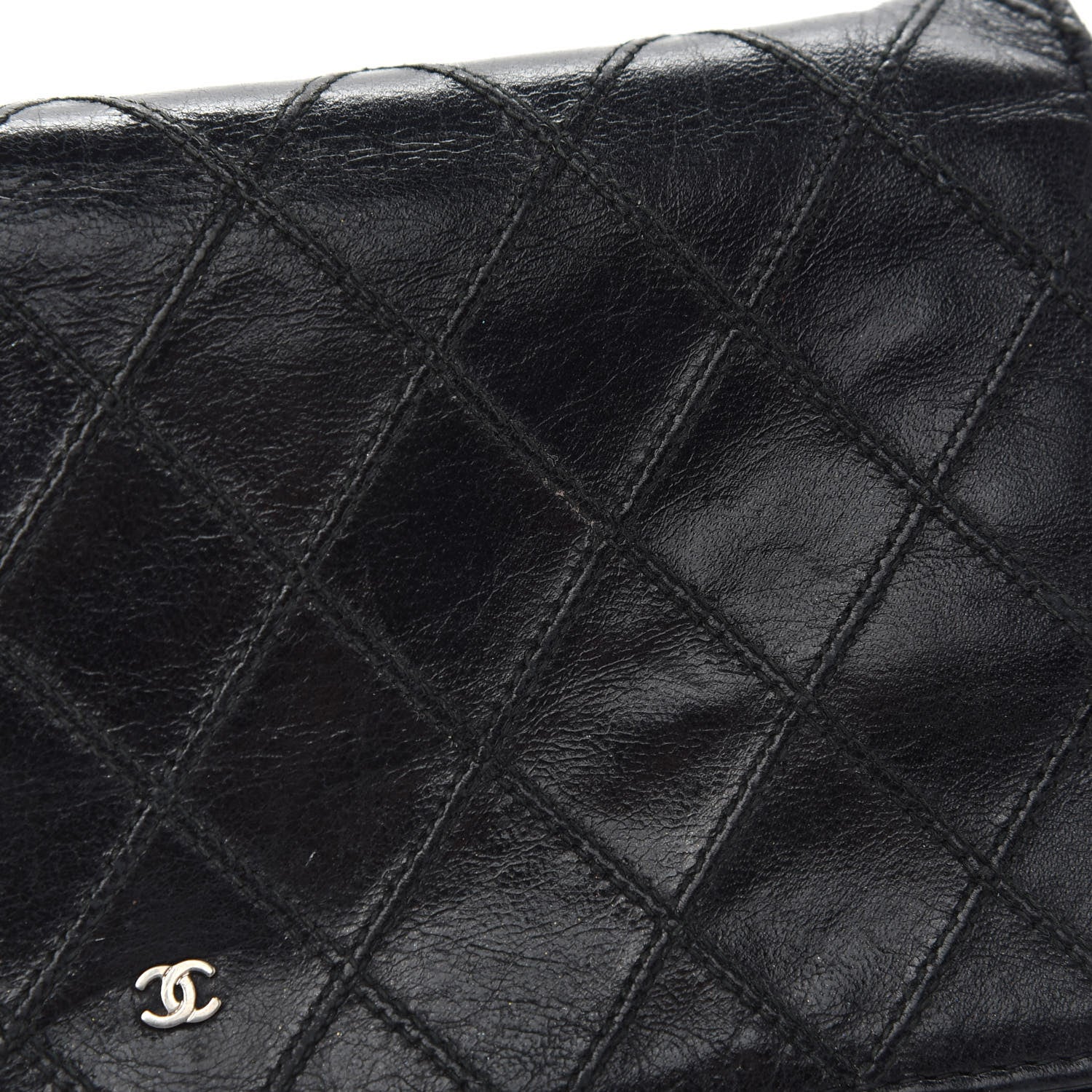 Chanel Lambskin Diamond Stitched Wallet On Chain WOC Black 12 of 13