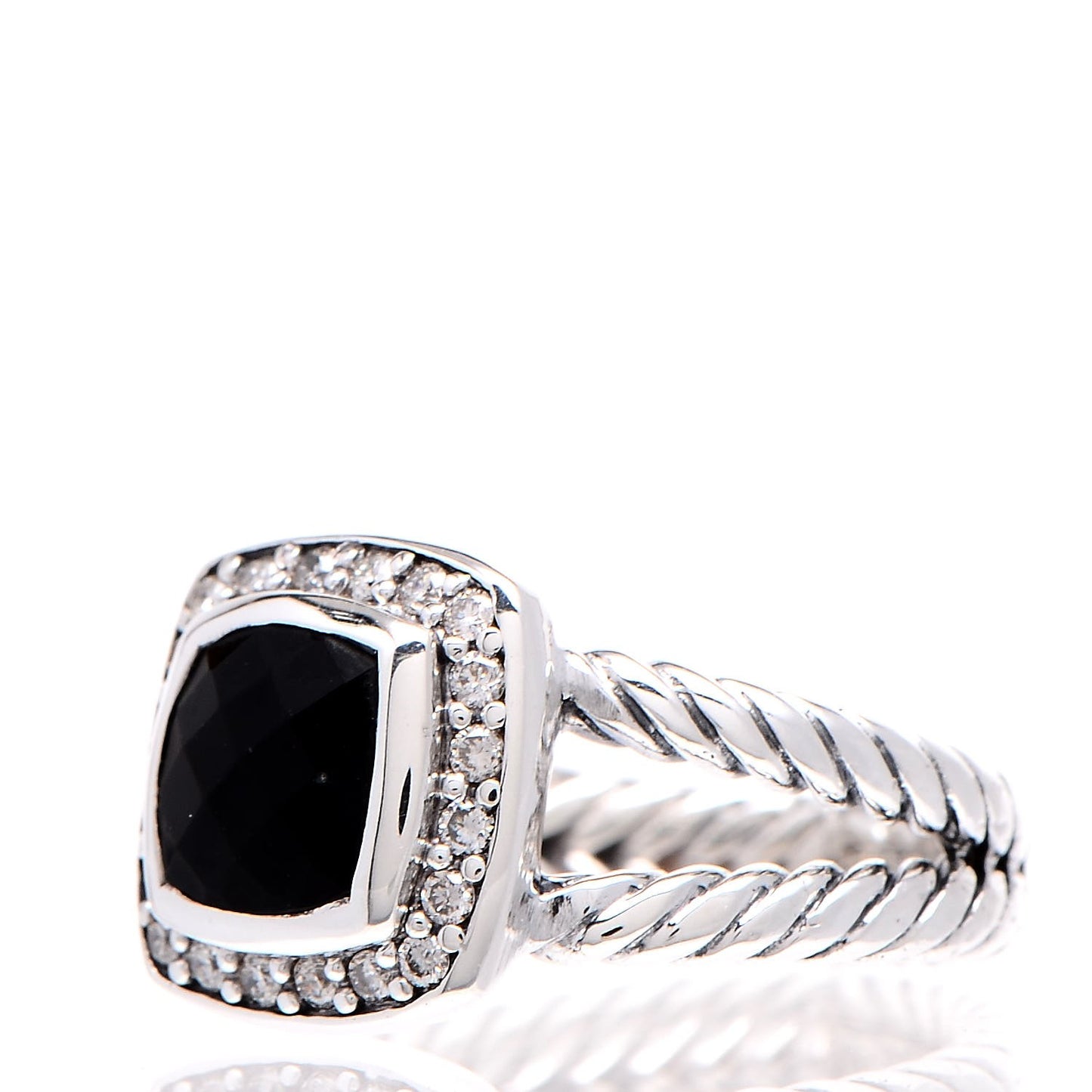 Sterling Silver Diamond Black Onyx 7mm Petite Albion Ring 49 5