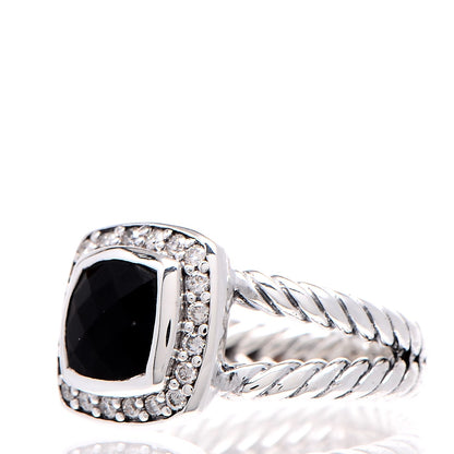 David Yurman Sterling Silver Diamond Black Onyx 7mm Petite Albion Ring 49 5 3 of 5