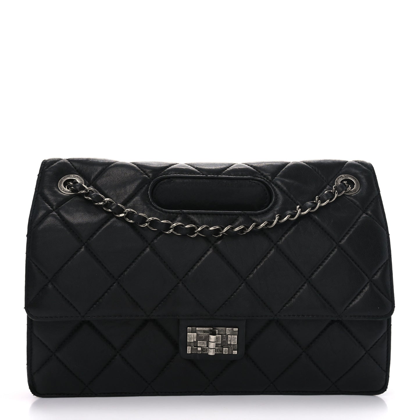 Washed Lambskin Jumbo Take Away Flap Black