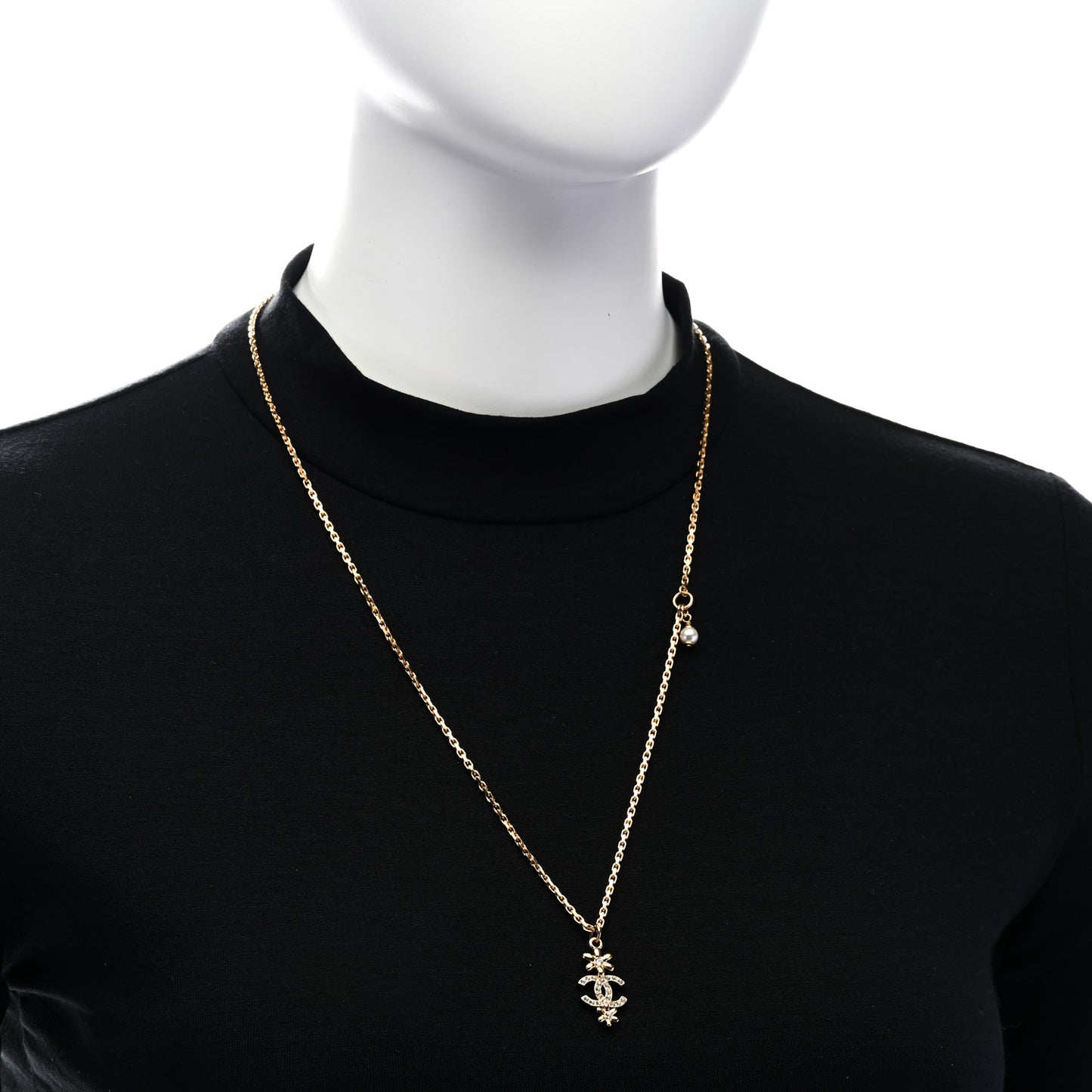 Crystal CC Flower Pendant Necklace Gold