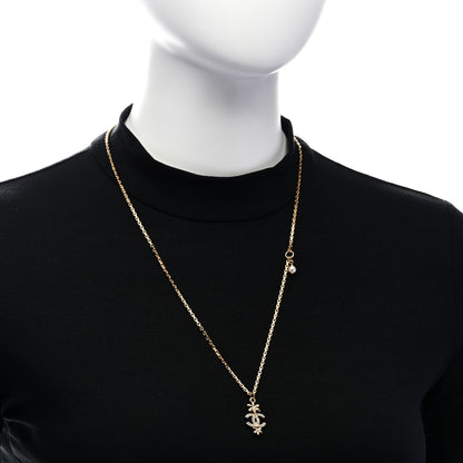 Chanel Crystal CC Flower Pendant Necklace Gold 2 of 5