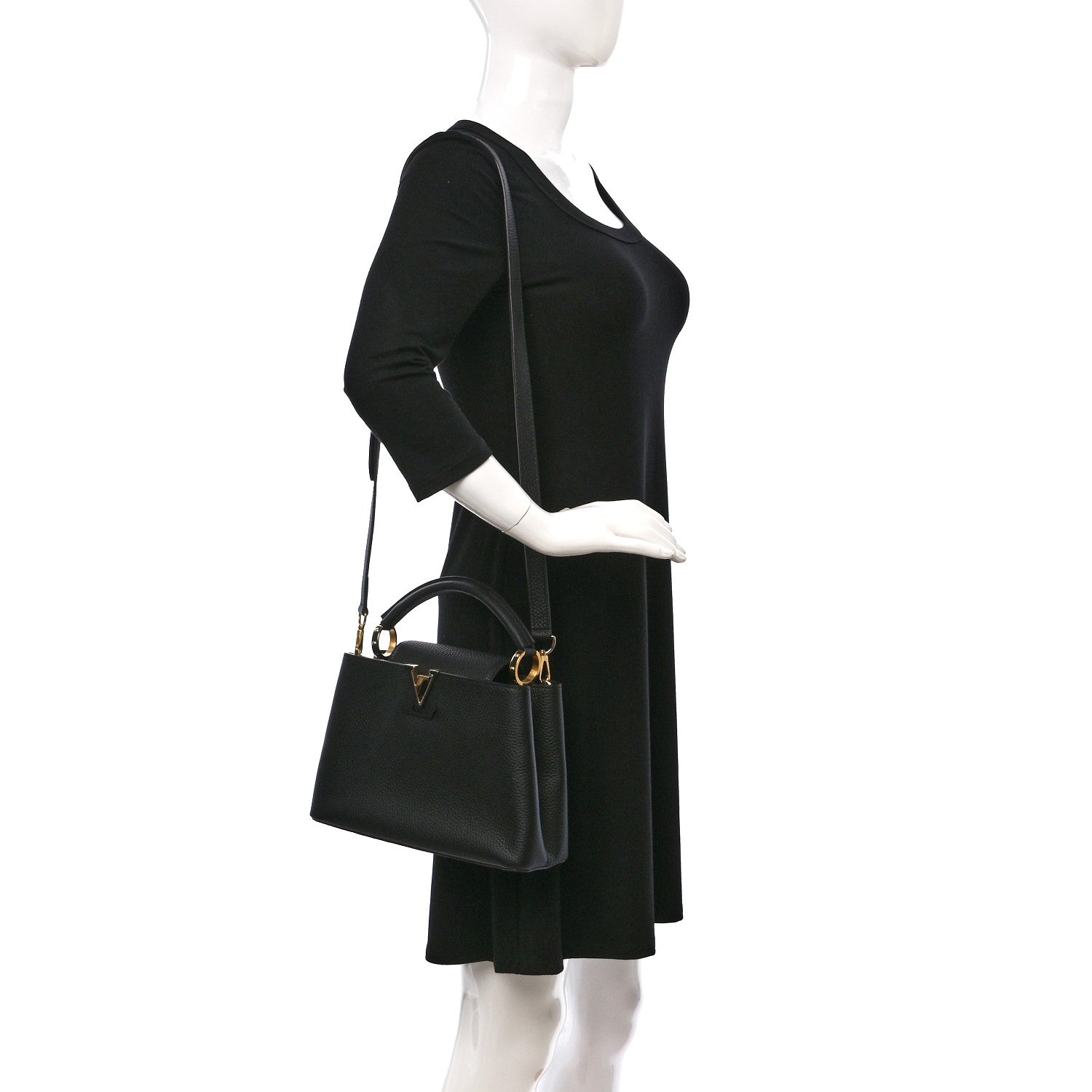 Louis Vuitton Taurillon Capucines BB Black Fuchsia 2 of 9