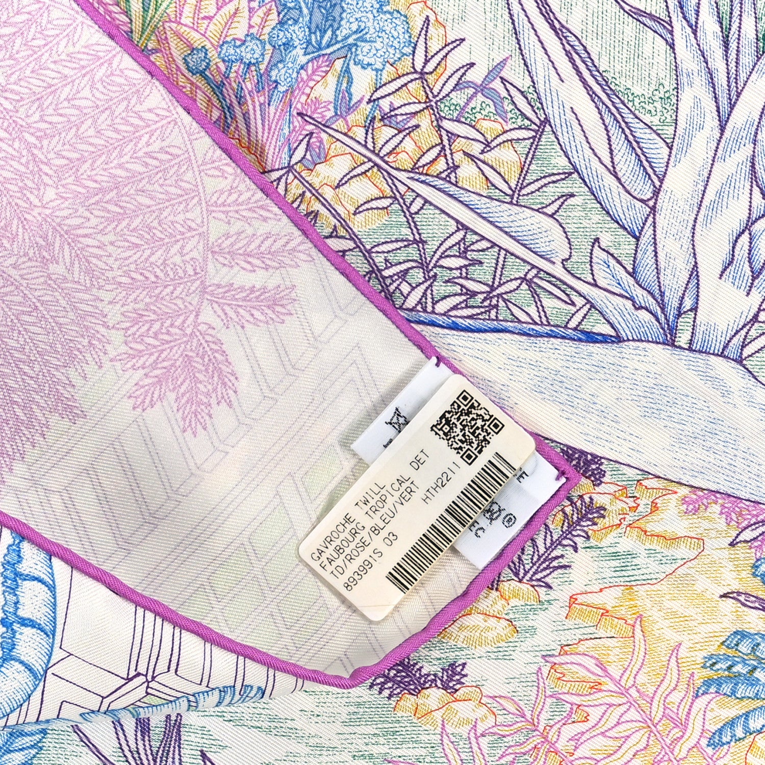 Hermes Silk Faubourg Tropical Scarf 45 Rose Blue Vert 3 of 3