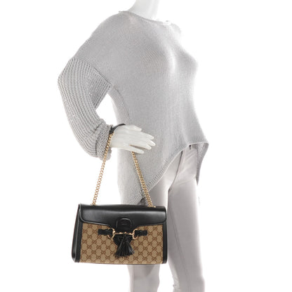 Gucci Monogram Margaux Calfskin Medium Emily Chain Shoulder Bag Beige Ebony Cocoa 2 of 7