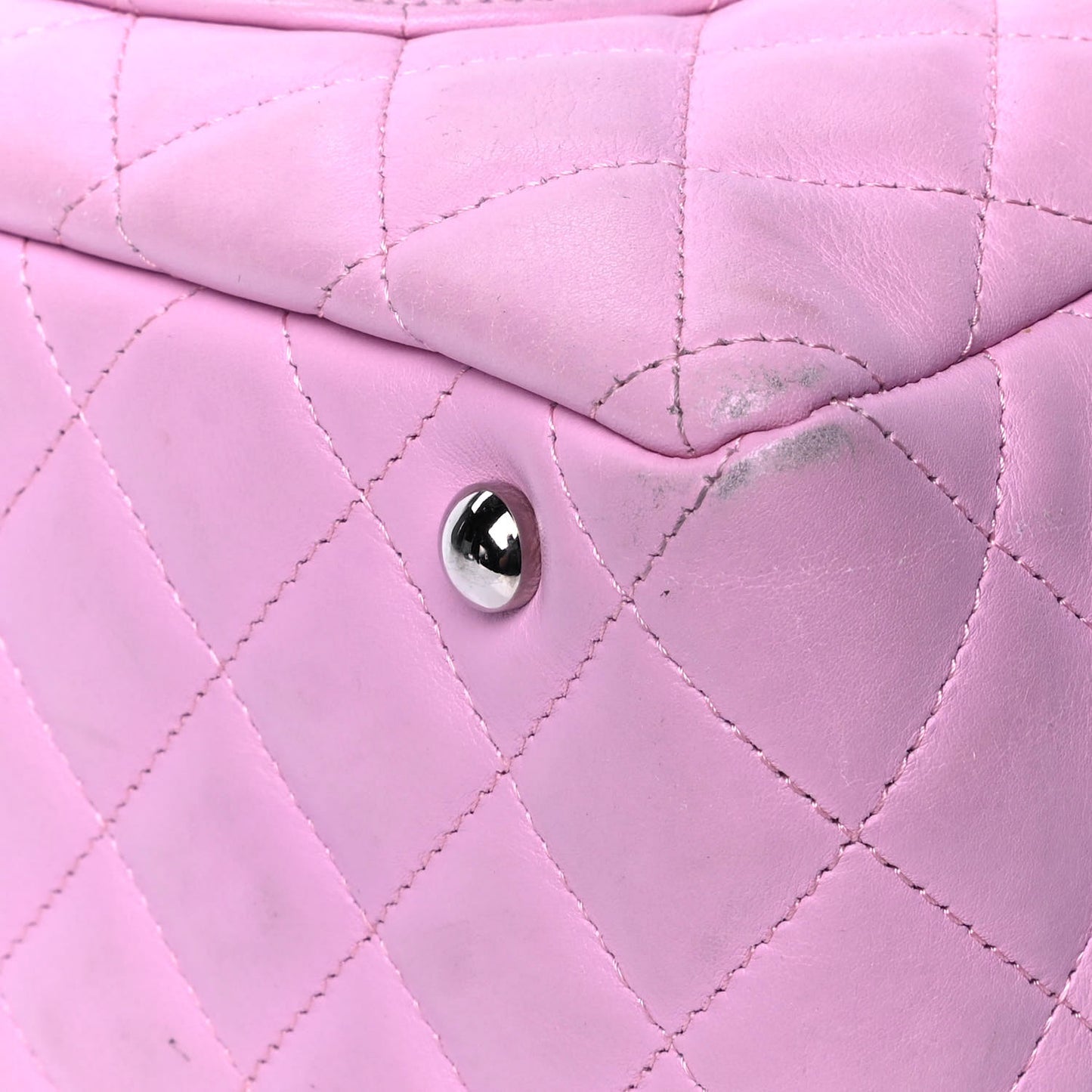 Calfskin Quilted Large Cambon Bowler Pink Black