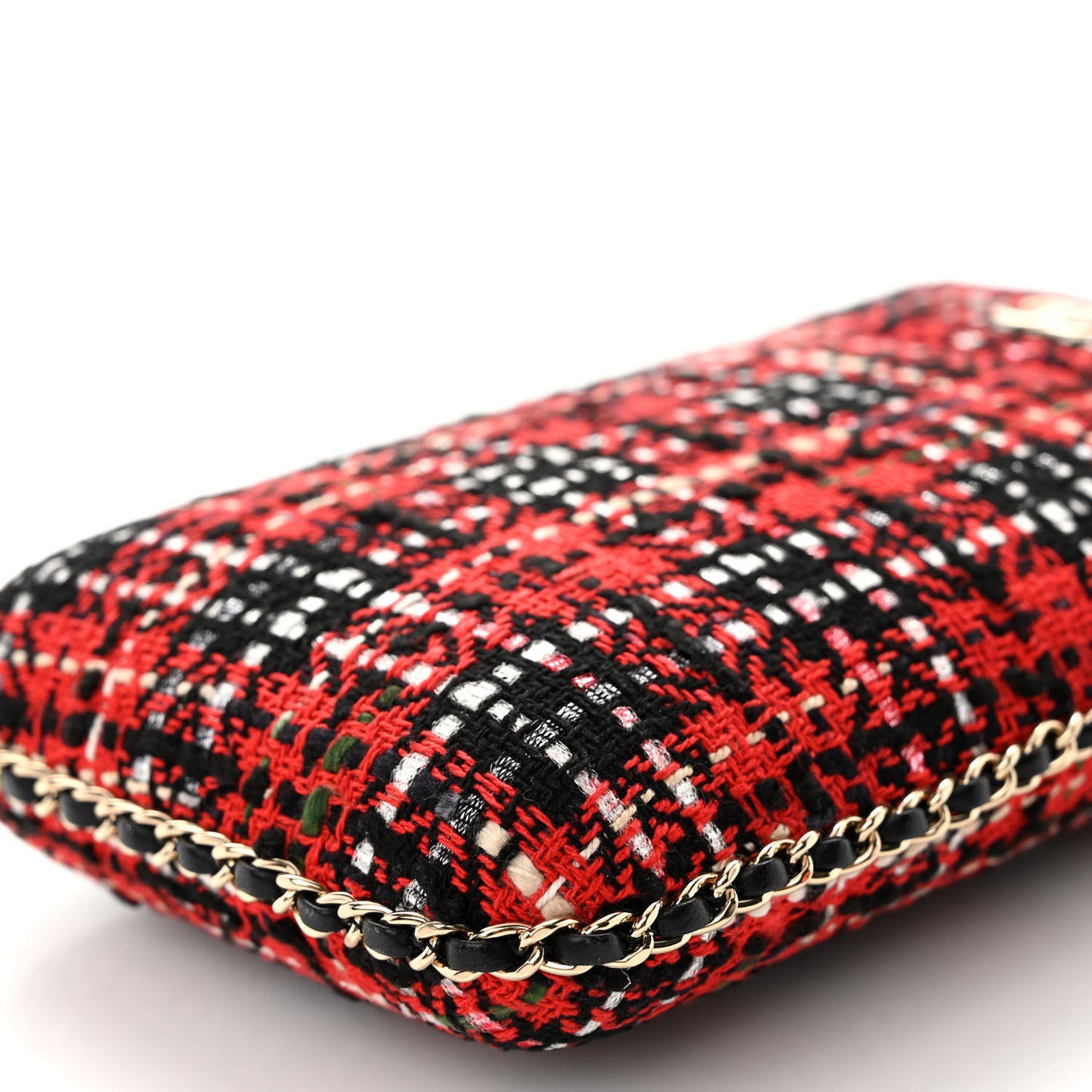 Tweed Chain Around Phone Holder Red Multicolor