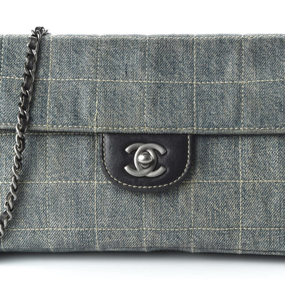 Chanel Denim Chocolate Bar Quilted East West Flap 10 of 10