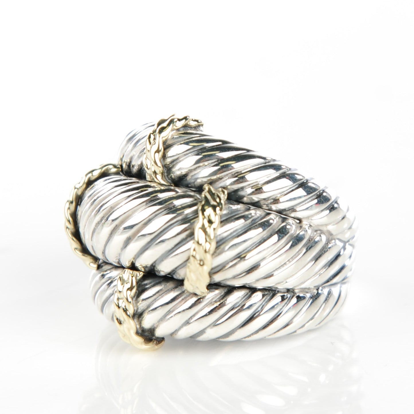 Sterling Silver 14K Yellow Gold 27mm Cable Ring 55 7.25