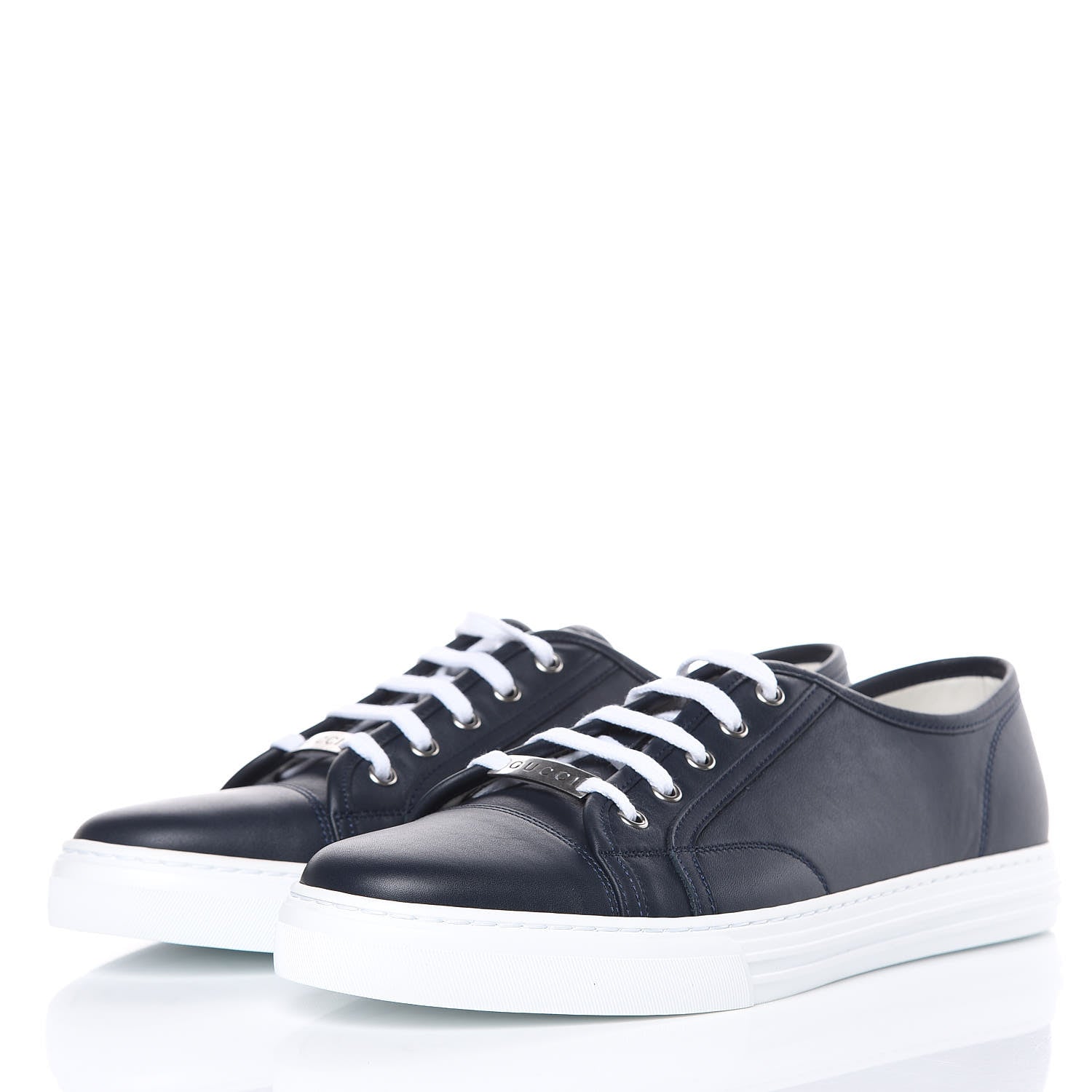 Gucci Calfskin Miro Soft Mens Lace Up Sneakers 10.5 Blue 3 of 8