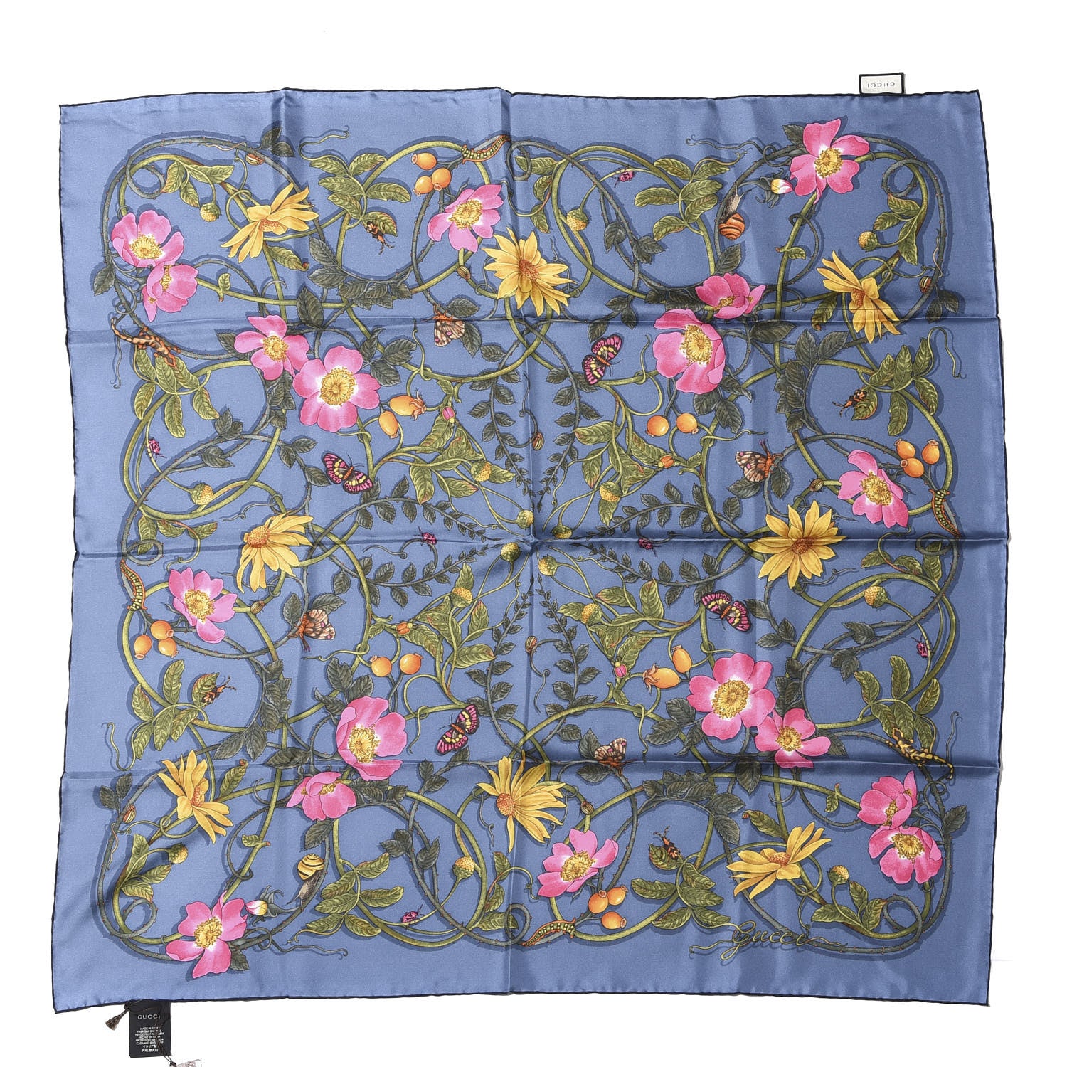 Gucci Silk Twill Flowerwebby Square Scarf Sky Blue 1 of 4