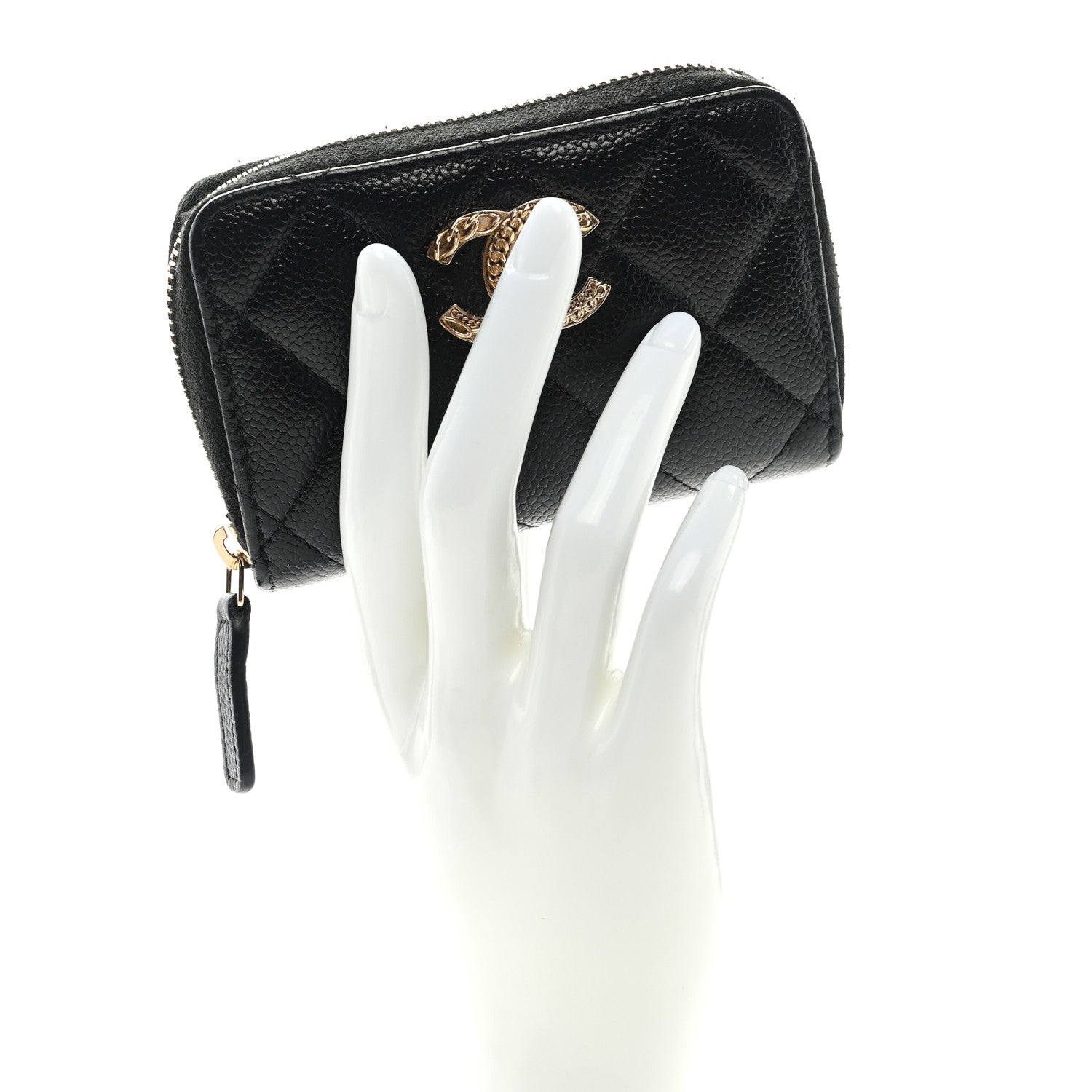 Chanel Caviar Quilted Multi Chain CC Zip Coin Purse Black 2 of 7