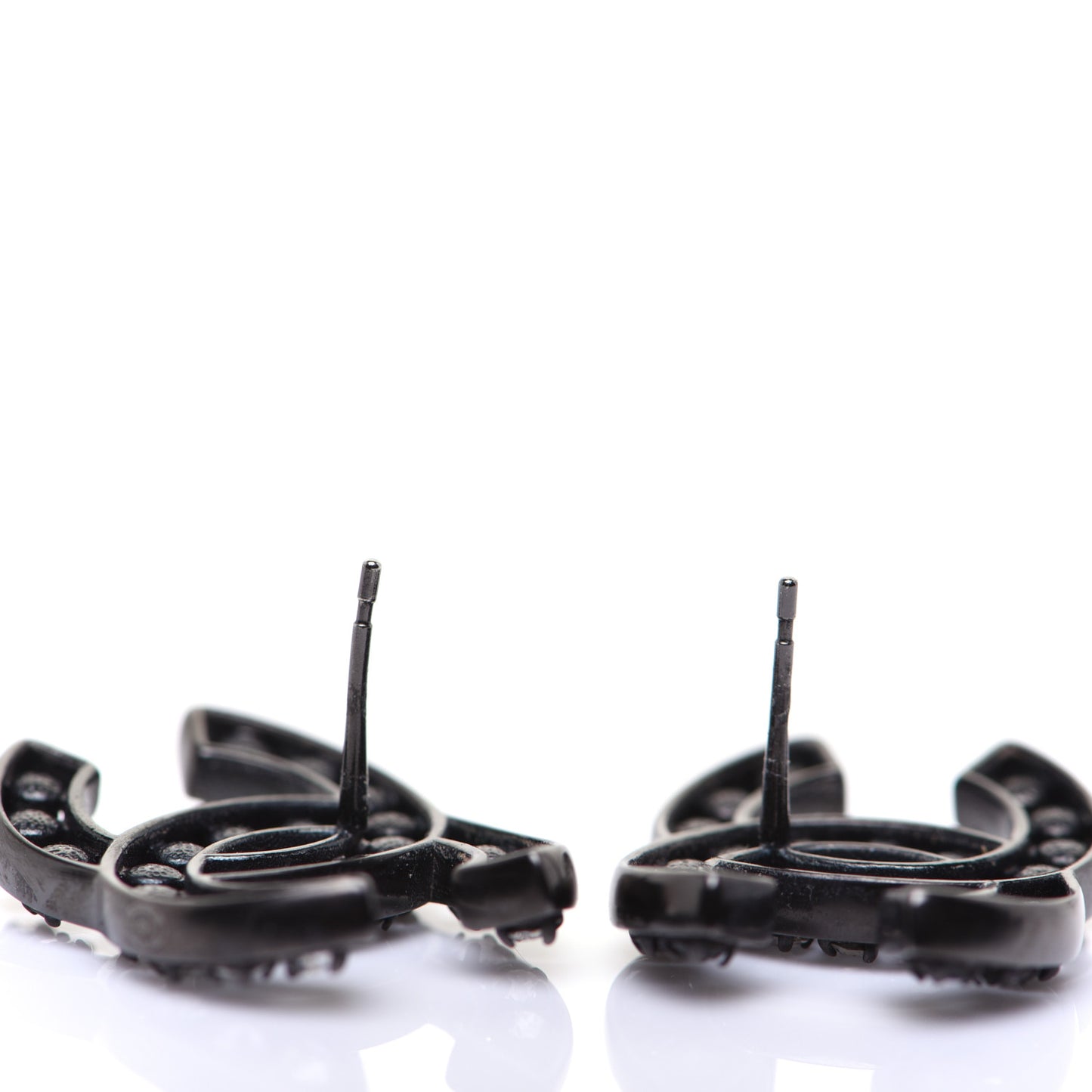 Crystal CC Earrings Black Silver