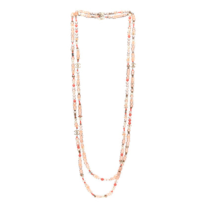 Chanel Beaded Resin Pearl CC Long Necklace Gold Multicolor 3 of 6