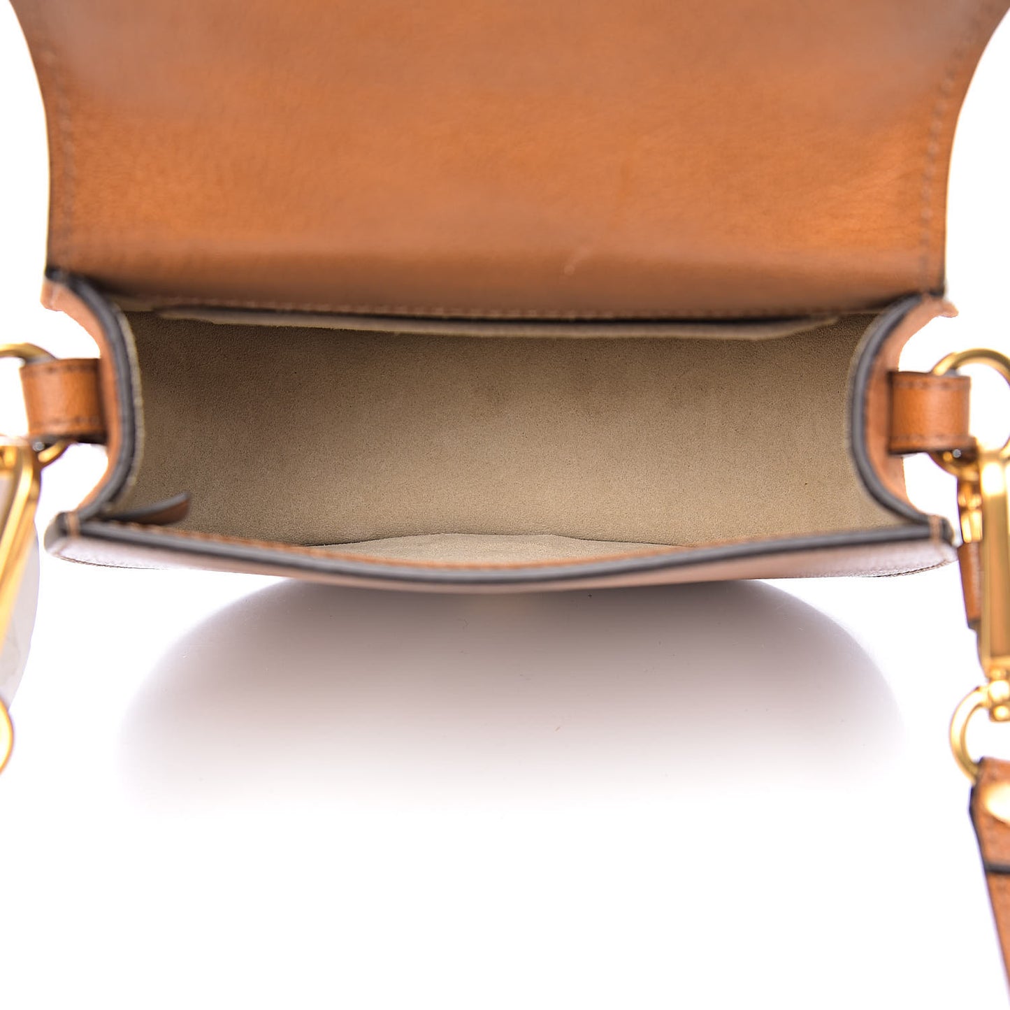 Calfskin Suede Floral Patchwork Small Nile Bracelet Bag Caramel