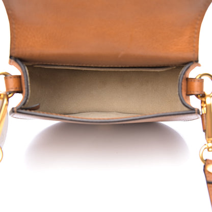 Chloe Calfskin Suede Floral Patchwork Small Nile Bracelet Bag Caramel 5 of 11