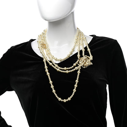 Chanel Crystal Pearl CC Multi Strand Necklace Gold 2 of 6