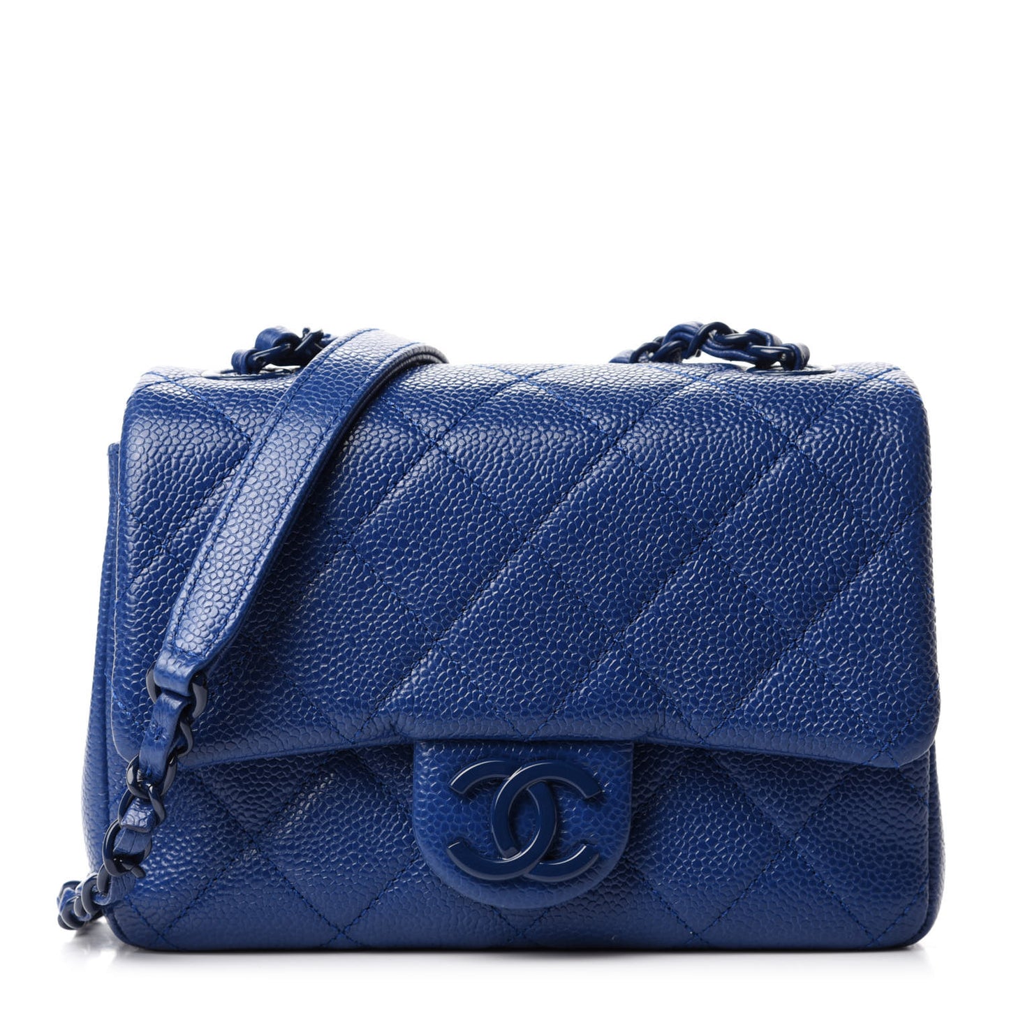 Caviar Quilted Incognito Mini Square Flap Dark Blue