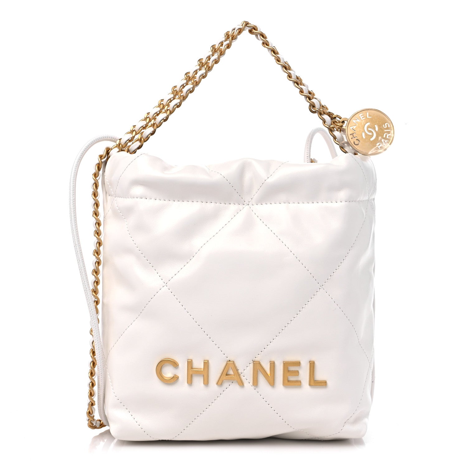 Chanel Shiny Calfskin Quilted Mini Chanel 22 White 1 of 9