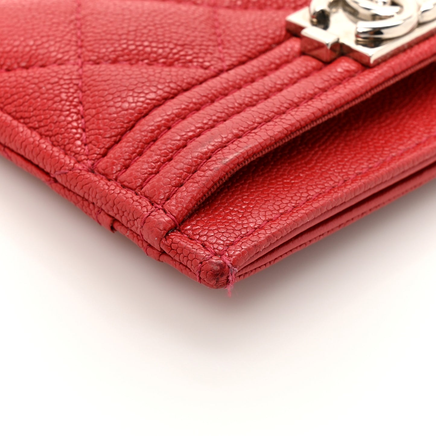 Caviar Quilted Boy Card Holder Red