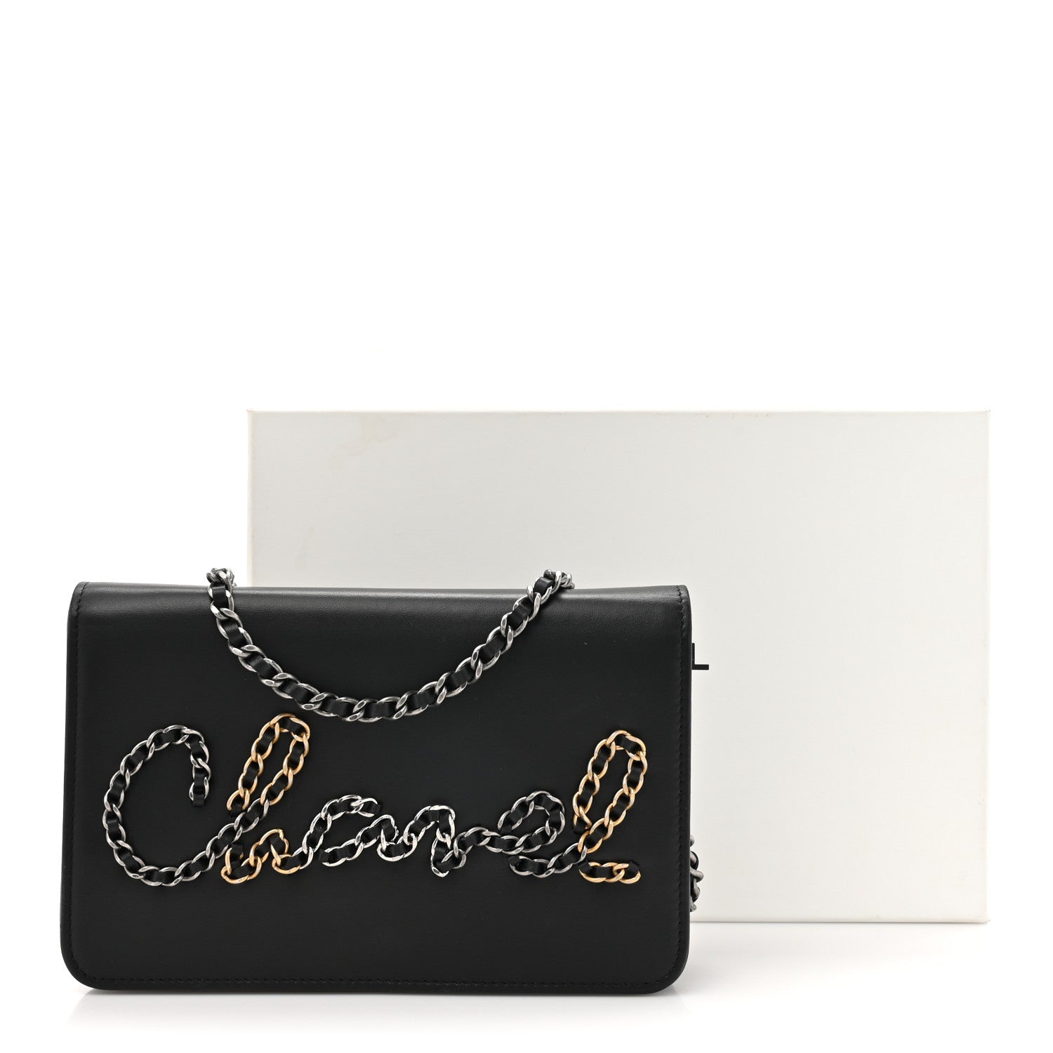 Chanel Calfskin Chain 20s Signe Wallet on Chain WOC Black 16 of 16