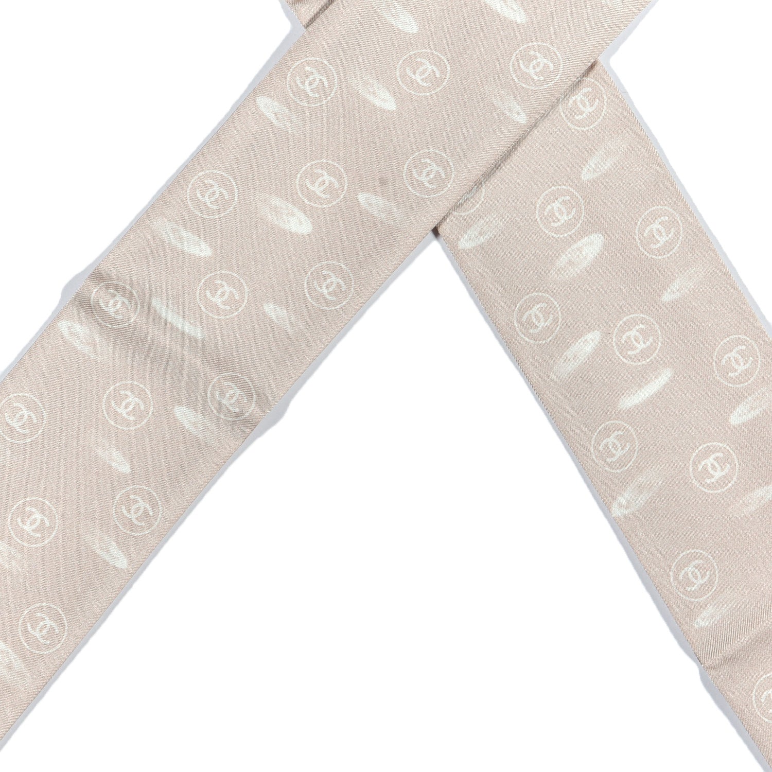 Chanel Silk CC Slim Bandeau Scarf Beige 2 of 5