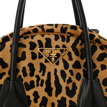 Prada Pony Hair Leopard Print Large Cavallino Miele Moro 8 of 13