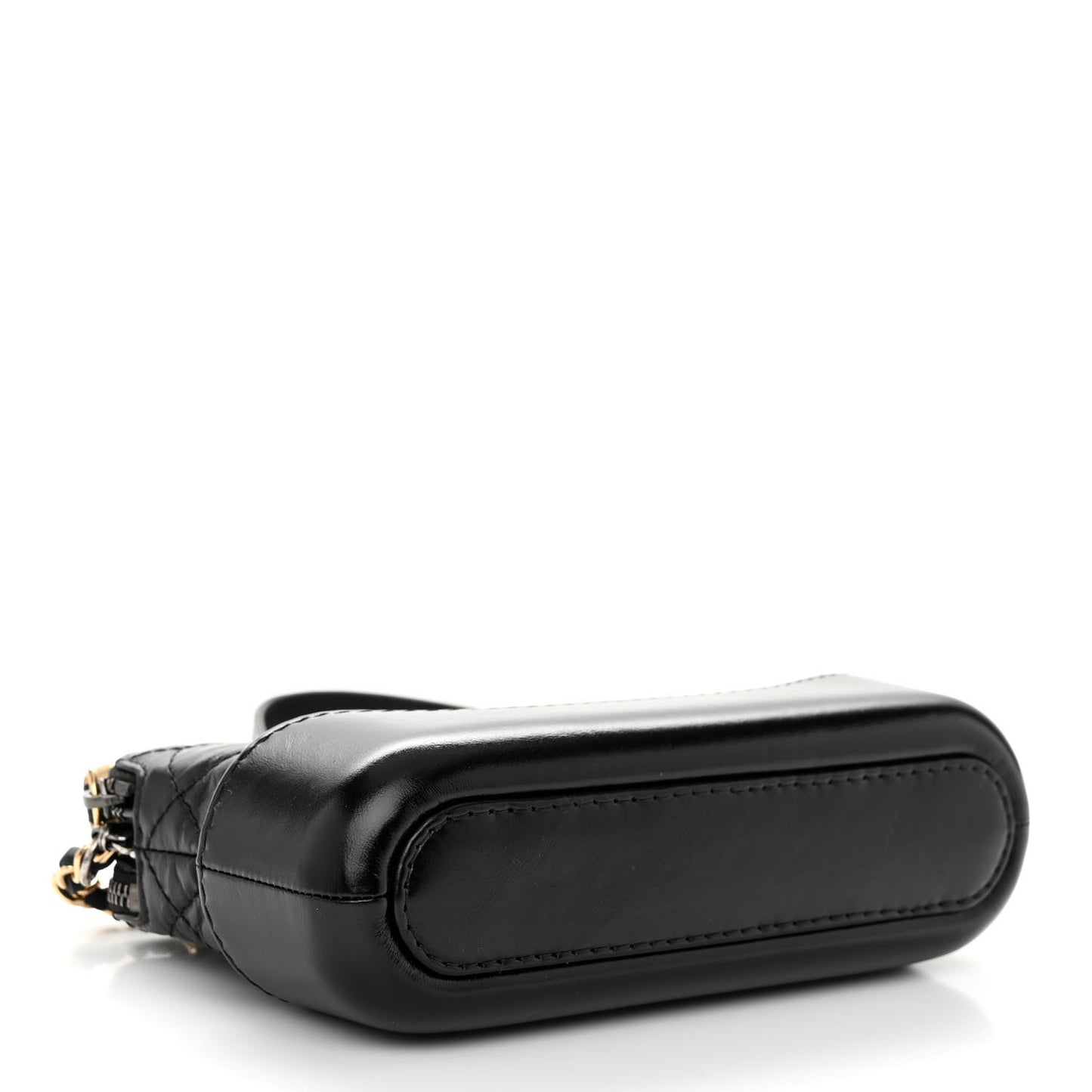 Aged Calfskin Quilted Small Gabrielle Clutch With Chain Black