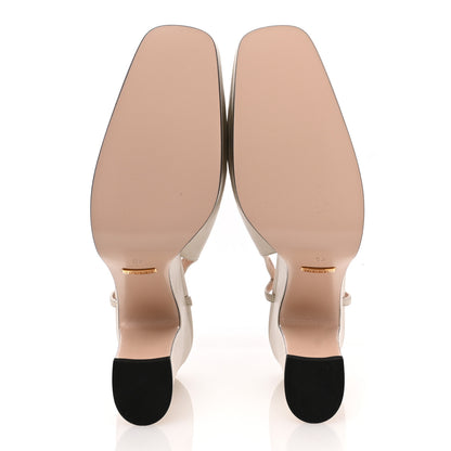 Gucci Nappa Horsebit Platform 35/120mm Slingback Pumps 40 New Mystic White 6 of 10