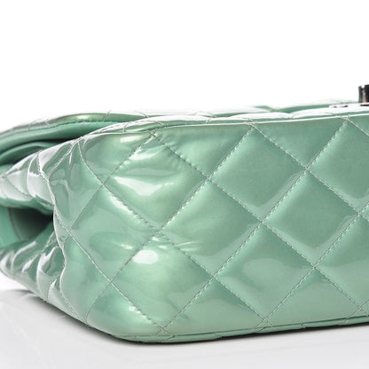 Chanel Patent Quilted Jumbo Double Flap Green 15 of 23